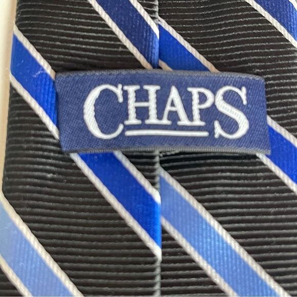 Chaps Tie Black with Diagonal Stripes - Picture 5 of 6